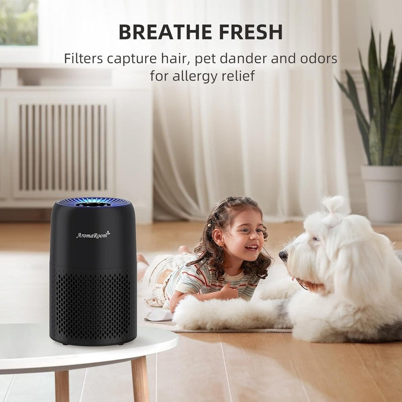 Aromaroom Air Purifier AP100 B Black HEPA13 Quiet 22dB for Pets Smoke Dust8