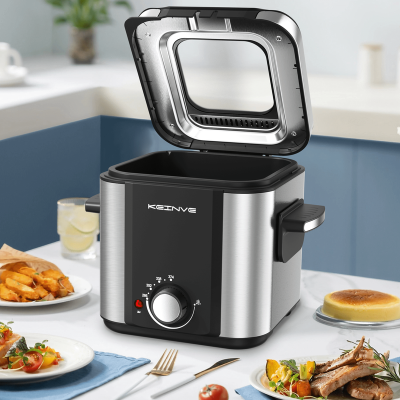1.5L Deep Fryer w/ Basket, 900W, Temp Control, Easy-Clean Pot, Stainless Steel7