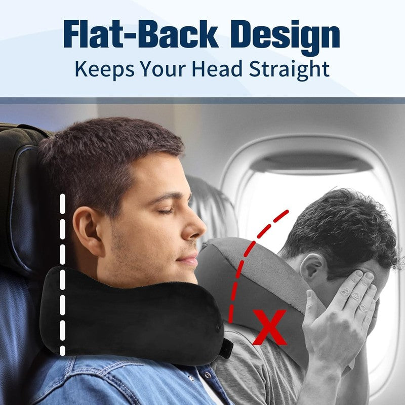 Memory Foam Travel Neck Pillow Set w/ Eye Mask, Earplugs, Bag – Airplane Use3