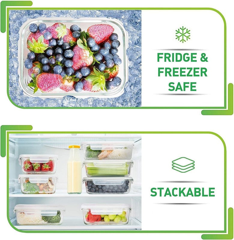 5 Pack 36oz Glass Meal Prep Containers Airtight Leakproof Square7