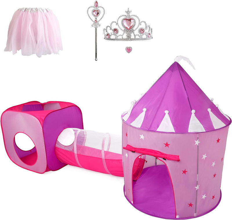 Princess Play Tent Castle Tunnel Set Glow in Dark Stars Girls Toy Gift10
