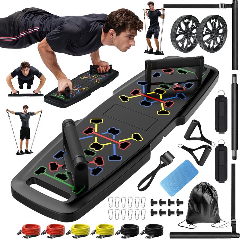 Push up Board,Home Gym,Portable Exercise Equipment,Pilates Bar and 20 Fitness Ac0