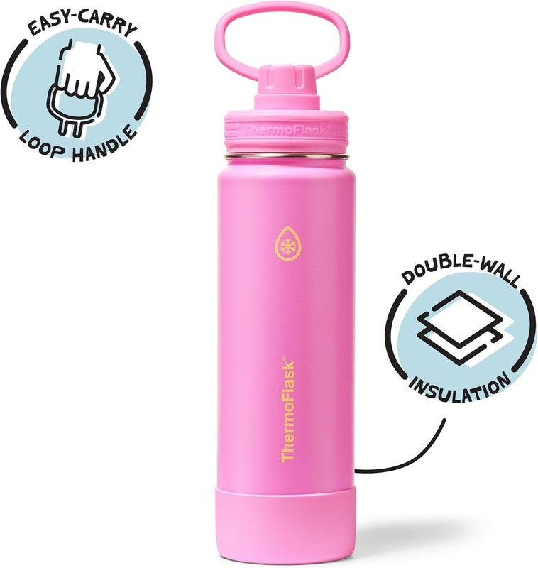 24oz Insulated Water Bottle Stainless Steel Spout Lid Leakproof Hot Cold1