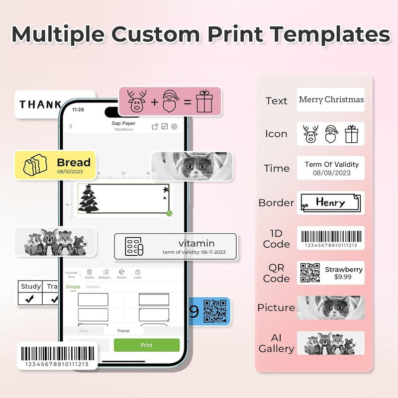 Pink Bluetooth Label Maker   Wireless Mini Printer for Home, Office & School2