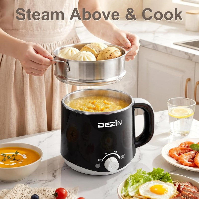 1.6L Electric Hot Pot with Steamer Stainless Steel Temp Control Keep Warm3