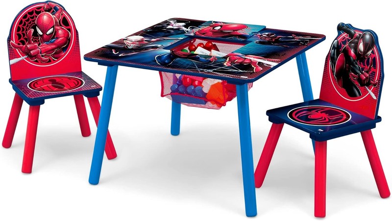 Spider Man Kids Table Set with Storage 2 Chairs Blue Red Greenguard7