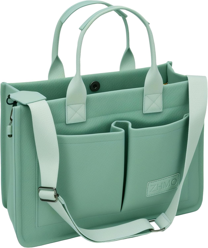 Women’s Canvas Tote Bag Large Shoulder Handbag w/ Compartments Work Laptop Bag10