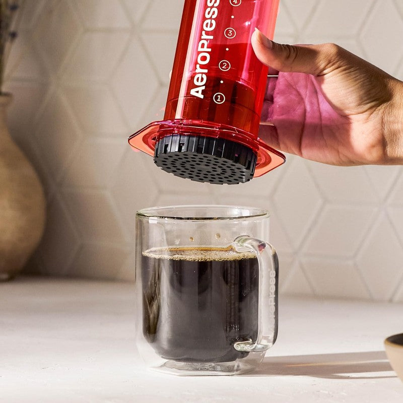 Clear Red Coffee Press French Press Pour Over Espresso Travel Camping Brewer4
