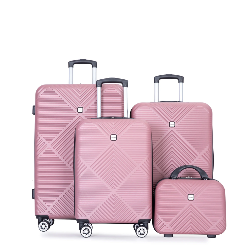 Stylish 4 Piece Pink Hardside Luggage Set with Spinner Wheels   Lightweight9