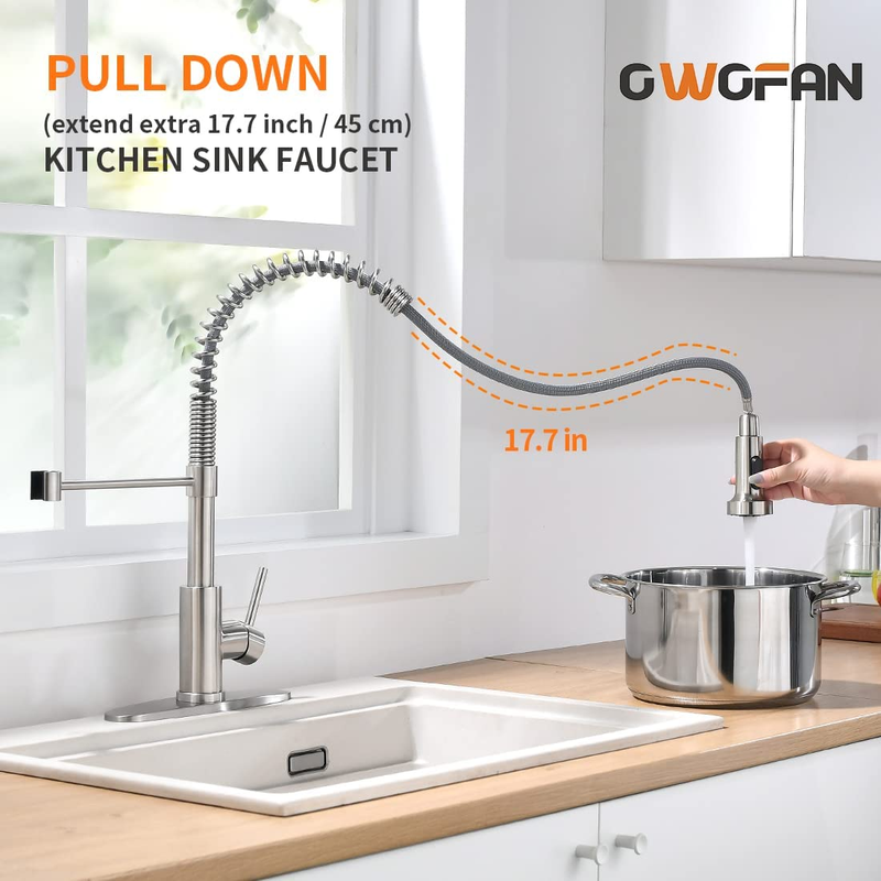 Kitchen Faucet Pull Down Sprayer Brushed Nickel 1 3 Hole Dual Function2