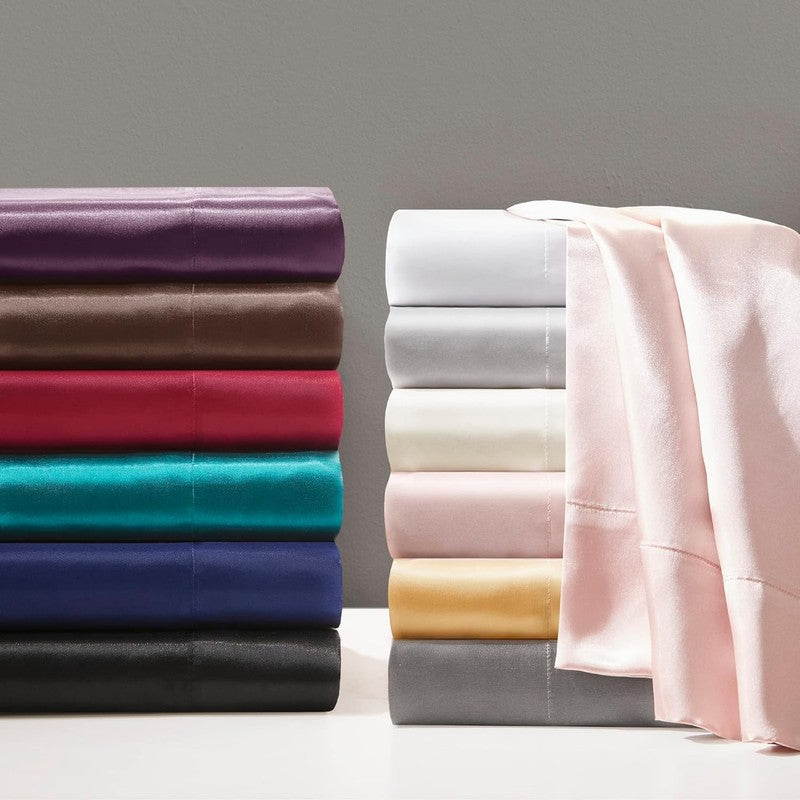 Luxury Satin Sheet Set, King Size, Black, 6 Pieces, Fits Up to 16" Mattress10
