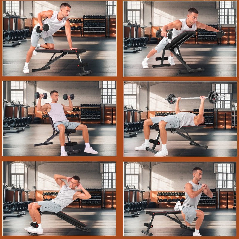 Foldable 8-Position Adjustable Weight Bench 660lb Incline Decline Home Gym1