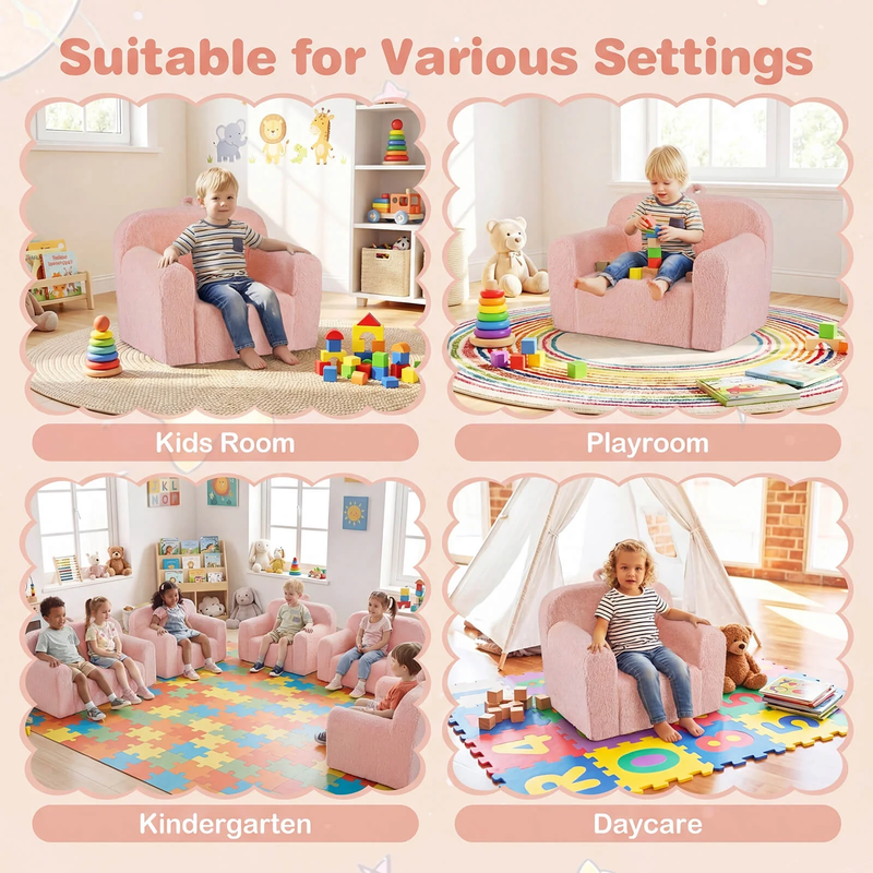 Kids Couch Portable Toddler Sofa with Handle Anti Slip Base Removable Comfy Chai8