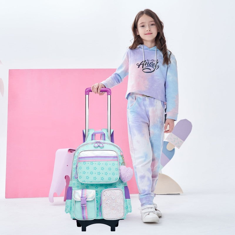 Kids Rolling Backpacks for Girls with Wheels Roller Trolley Backpack for Element5