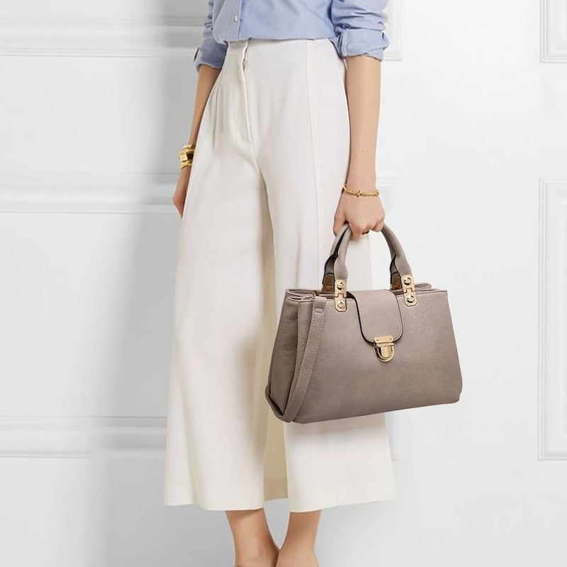 Women Satchel Handbag Vegan Leather Top Handle Medium Tote Shoulder Bag1