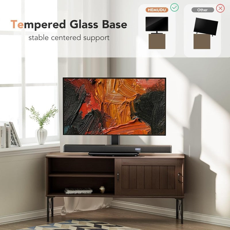 Universal TV Stand for 32–60" TVs, Height Adjustable Mount with Glass Base4