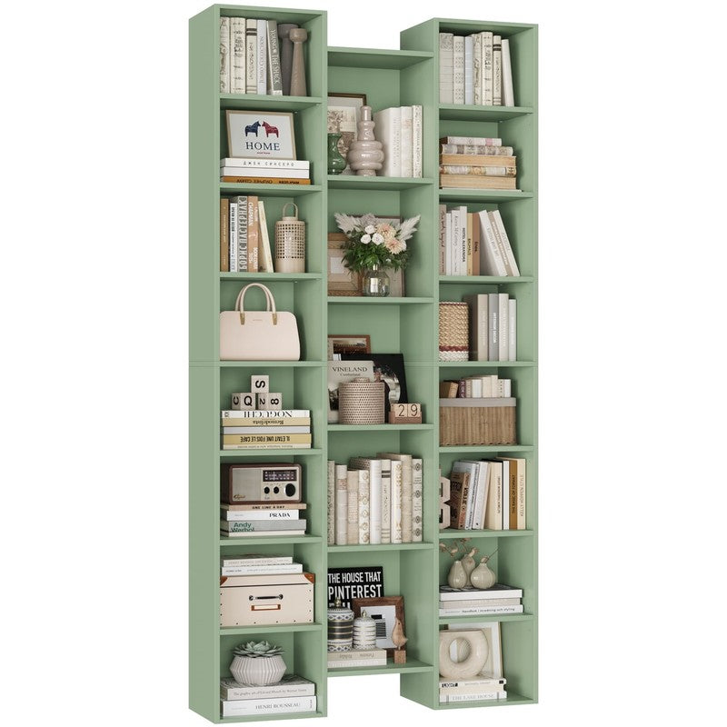 21-Cube Bookcase, 71’’ Tall Wooden Bookshelves with Adjustable Shelves, Triple W7