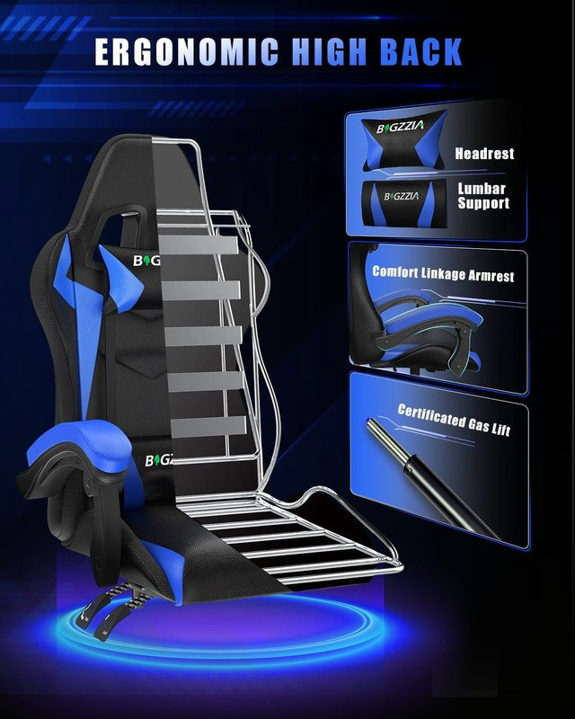 Gaming Chair with LED Lights, Computer Chair with Lumbar Support, Ergonomic High4