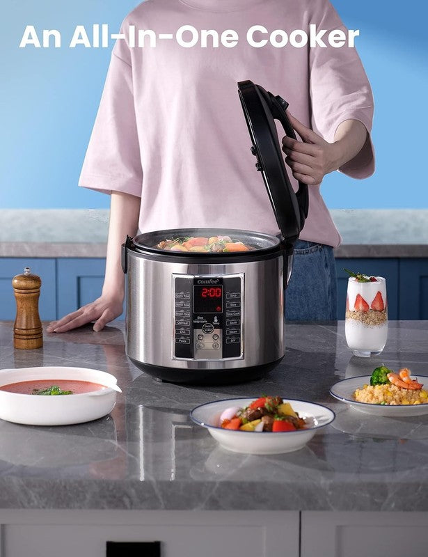 Multi Cooker 5.2Qt 12 in 1 Rice Slow Cooker Steamer Sauté Stewpot Black/Silver1