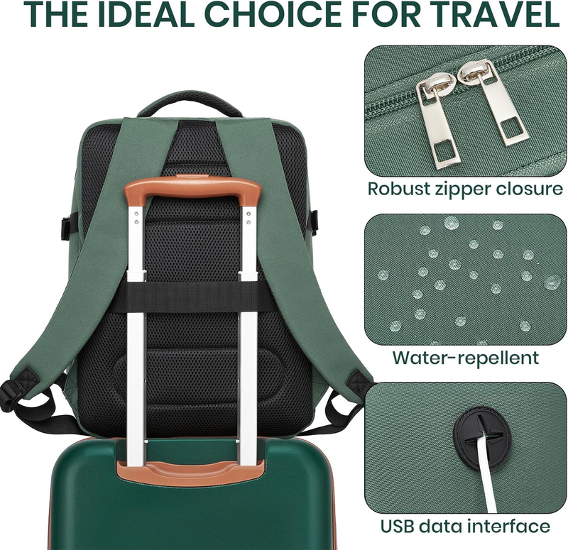 3pc Carry On Luggage Set TSA Lock Spinner Wheels Hardshell Green Brown2