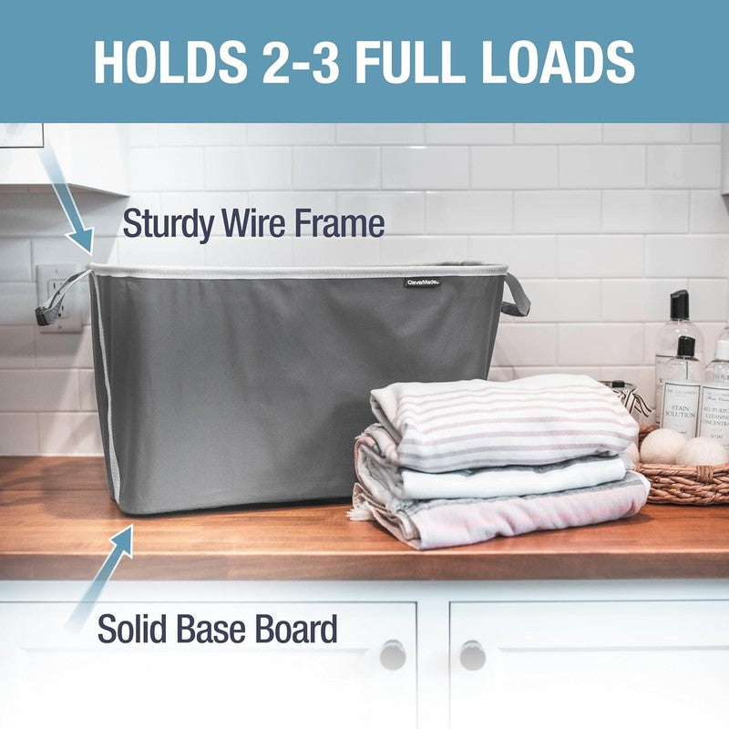 Collapsible Laundry Basket Hamper 2-Pack 60L Shadow Gray Foldable Organizer1