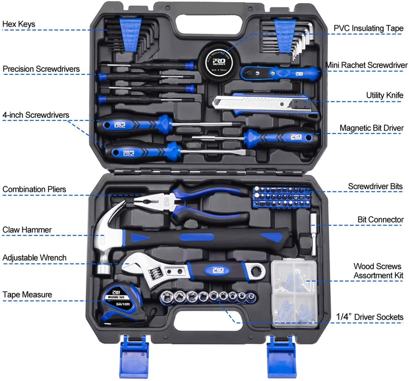 159Pc Home Repair Tool Set Household Hand Tool Kit w/ Storage Case Garage DIY1