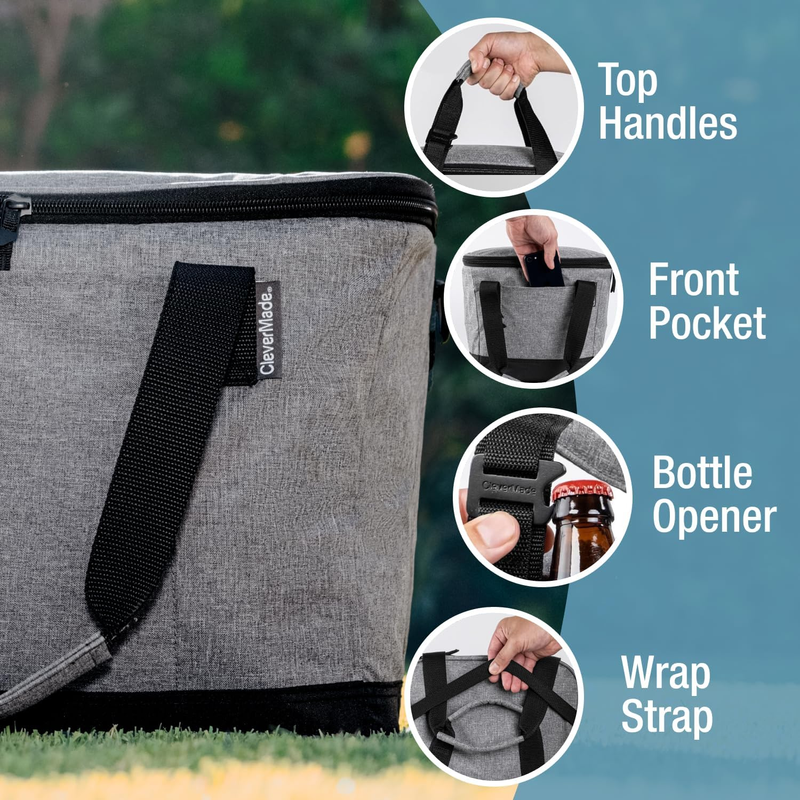Leakproof Collapsible Insulated Cooler Bag, Portable Foldable Soft Side Tote Hol2