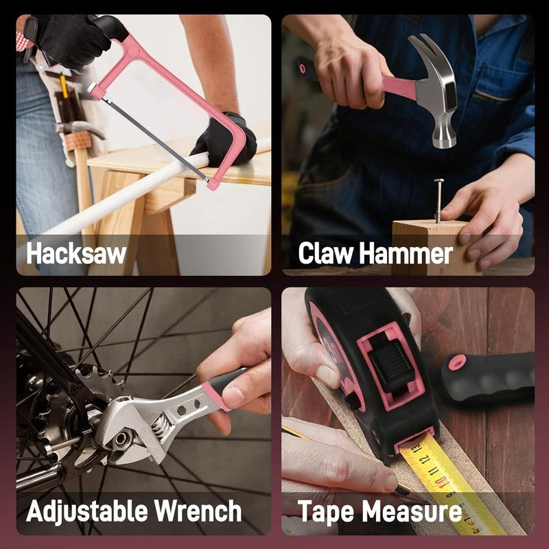 20V Cordless Drill Tool Set Pink 120Pc Hand Tools Home DIY Office Garden Toolbox6