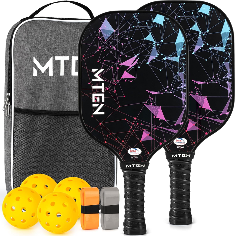 Pickleball Paddles, USAPA Approved Fiberglass Surface Pickleball Set with Pickle10