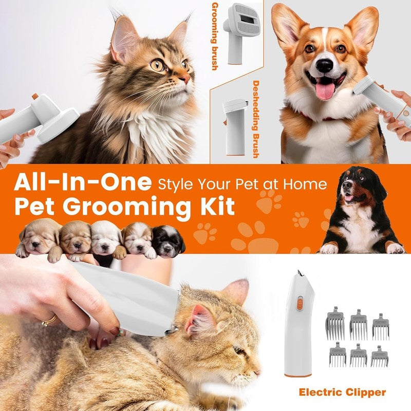 Dog Grooming Vacuum Kit with Clippers & Low Noise Shedding Brush, PG102