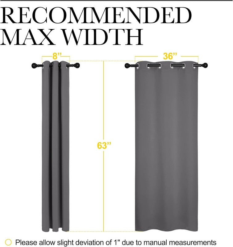 Grey Thermal Insulated Grommet Blackout Curtains for Bedroom - 2 Panels 63"6