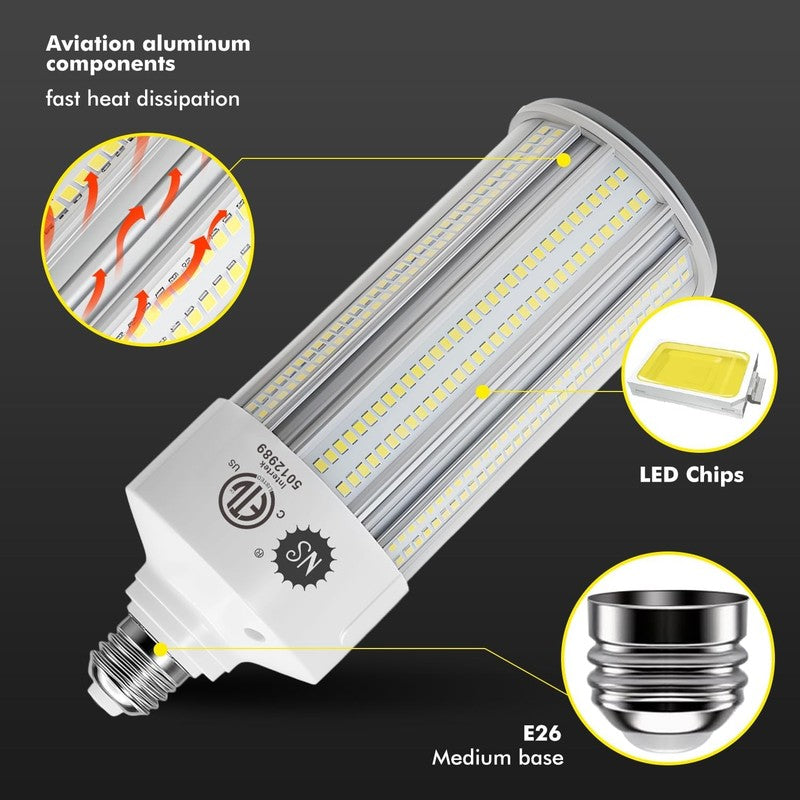100W LED Corn Bulbs, 1000W Equivalent, 15,000Lm 5000K Daylight, E26/E39 Base, No4