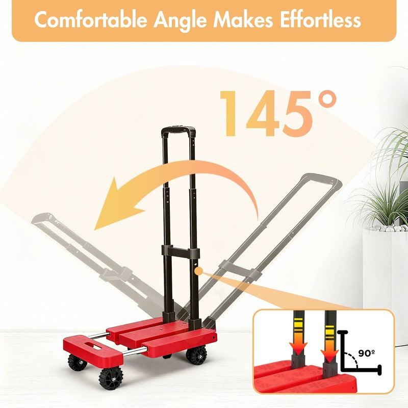 BAOKALER Folding Hand Truck Heavy Duty Dolly Cart 6 Wheels Foldable Red2
