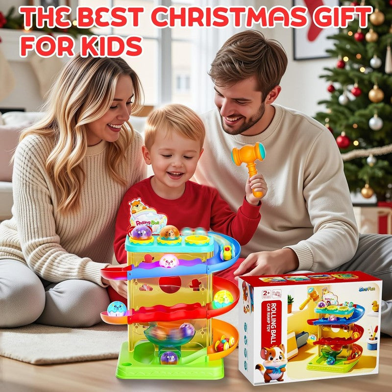 2-in-1 Rolling Ball Car Ramp Toy Toddler STEM Montessori Light Race Track5