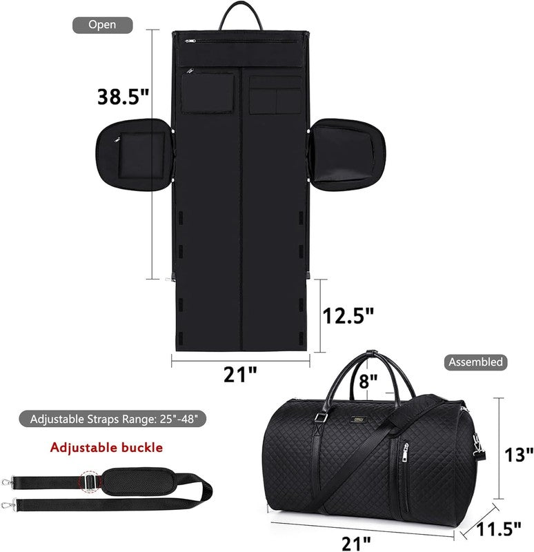 50L 2in1 Garment Duffle Bag Shoe Compartment Hanging Suit Travel Carry On3