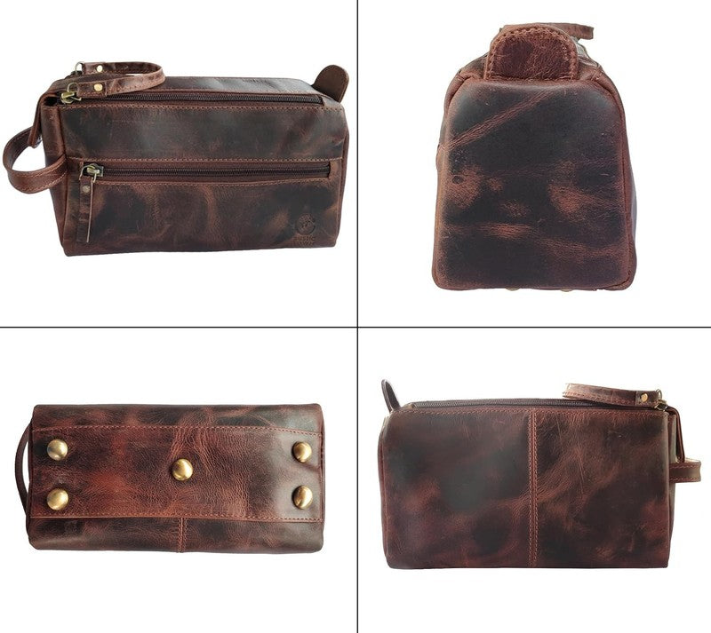 Leather Toiletry Bag Dopp Kit Travel Organizer Makeup Shaving Case4