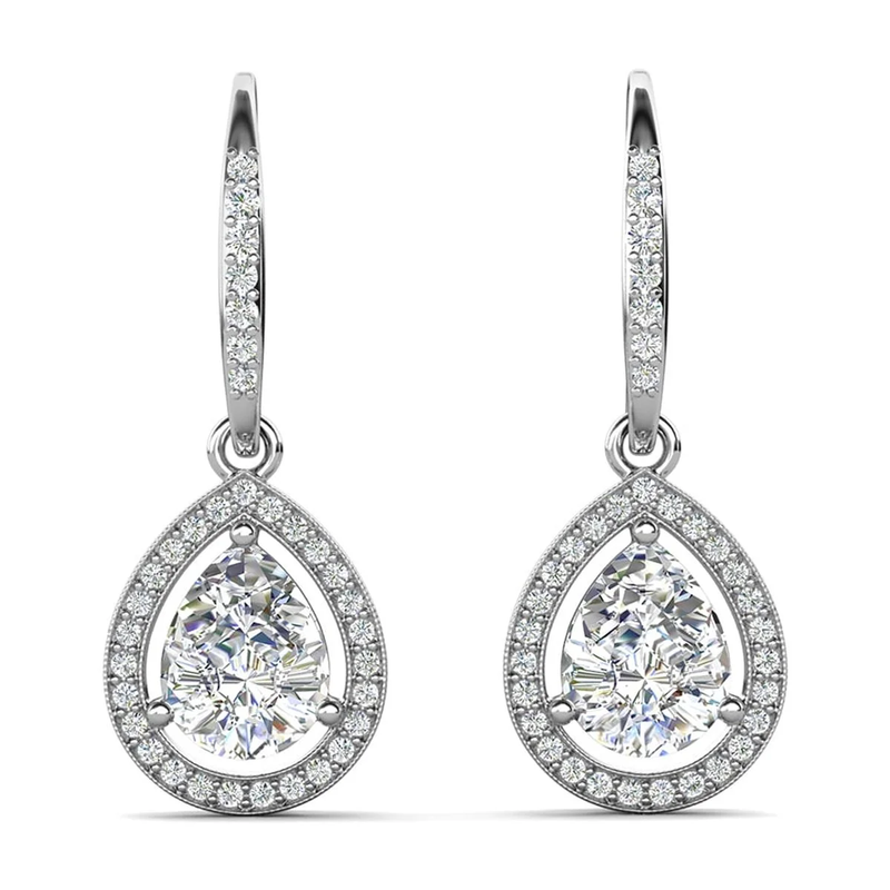 Isabel Dangle Earrings 18K White Gold Plated w/ Simulated Diamond Crystals Women8