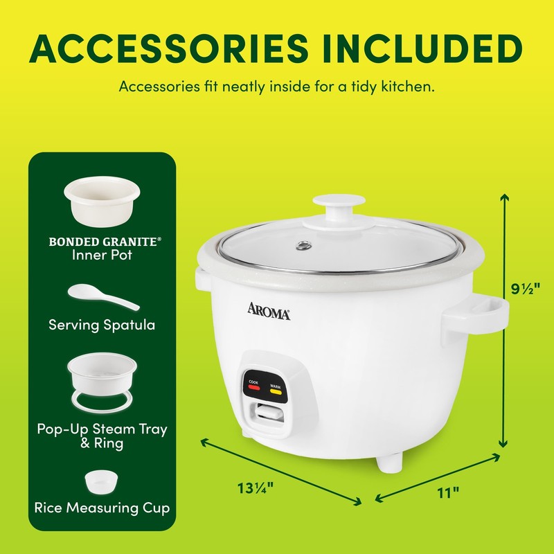 20-Cup Rice Cooker & Food Steamer Granite Ceramic Nonstick Tray White2