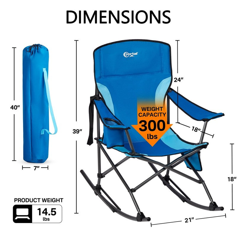 PORTAL Rocking Camping Chair, Portable Folding Rocker for Outdoor with Cup Holde3