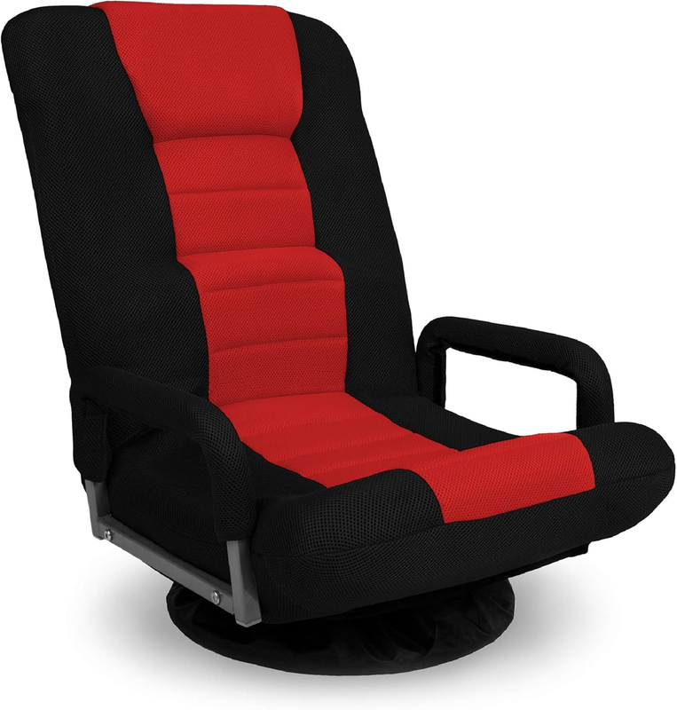 Gaming Floor Rocker Chair 360° Swivel, Lumbar Support Black/Red7