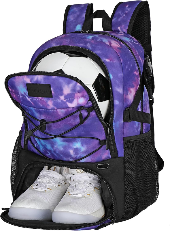 Soccer Basketball Backpack w/ Ball & Shoe Compartment Sports Travel Bag6