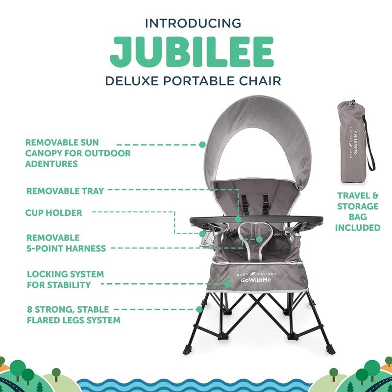 Go with Me Jubilee Deluxe Portable Infant Chair, Removable Canopy, Gray3