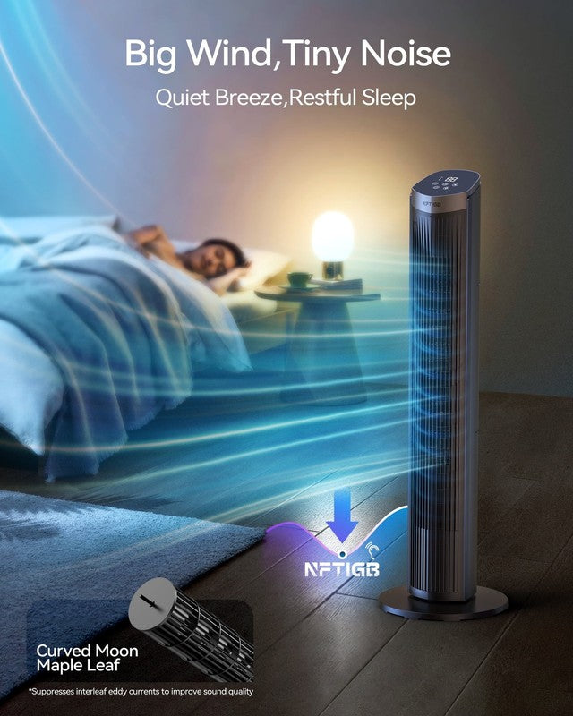 40 Inch Tower Fan for Home, 70° Oscillating Standing Floor Fan with Remote, 5 Sp7