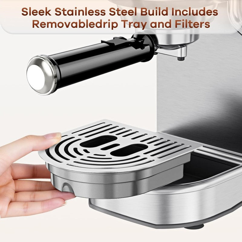 Espresso Machine, 20 Bar Compact Espresso Maker with Steam Milk Frother, Stainle4