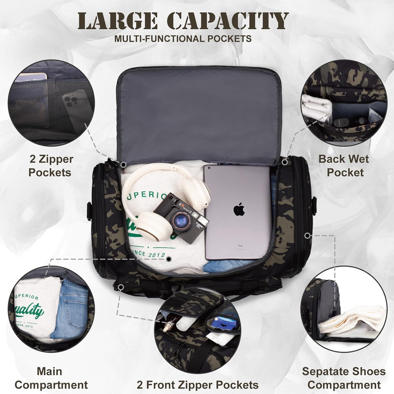 Tactical Duffle Bag for Travel Expandable 52L Large Duffle Bag for Men Gym Duffe2