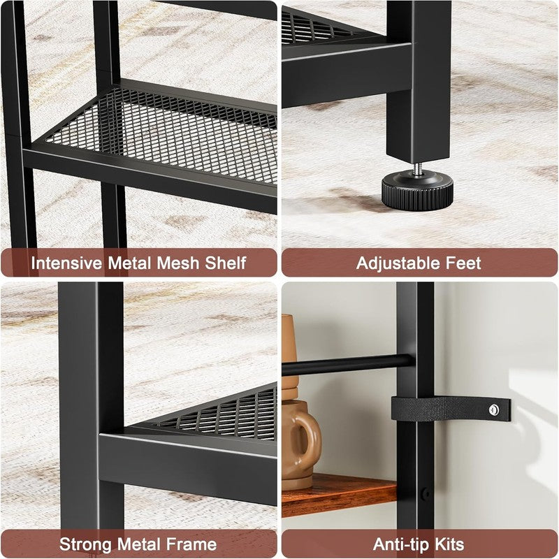 44" Industrial Entryway Console Table Sofa Table Metal Mesh Rustic Brown4