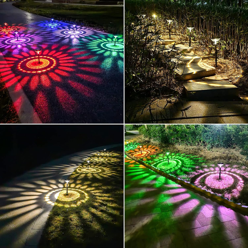 8 Pack Solar Pathway Lights, Multicolor & Warm White LED, IP67 Waterproof, Outdo5
