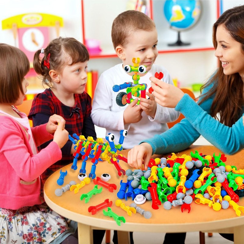 186PCS Kids STEM Building Blocks Toy Educational Fine Motor Skills Ages 3+6