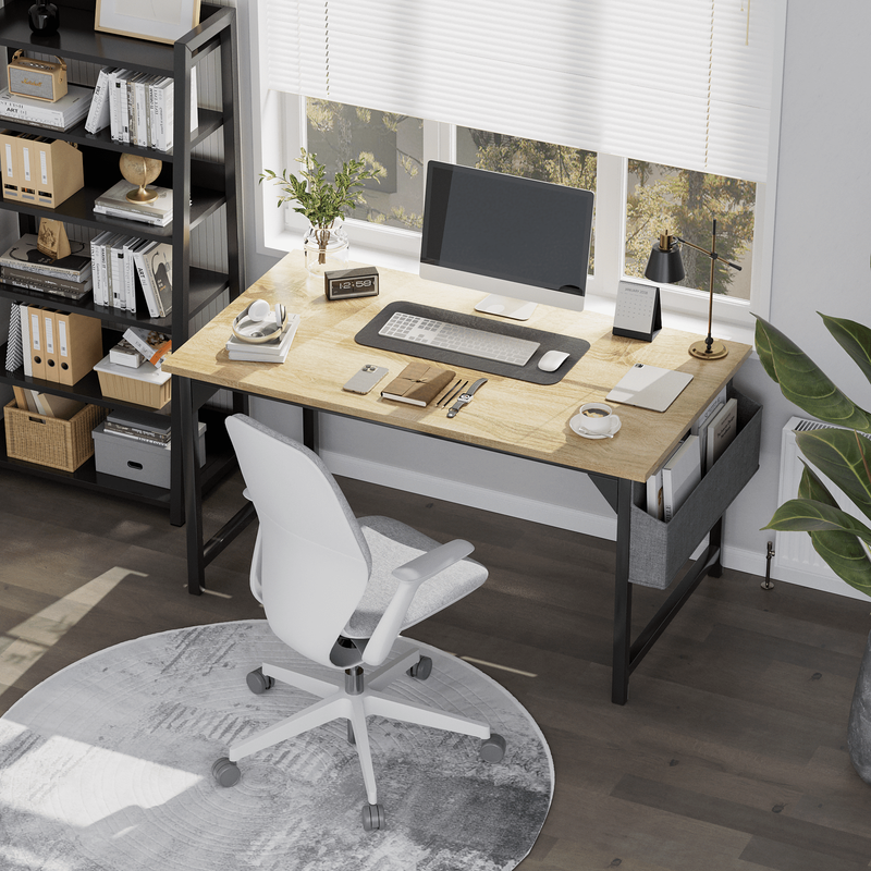 47" Computer Desk Small Office Writing Desk w/ Storage Bag & Headphone Oak1