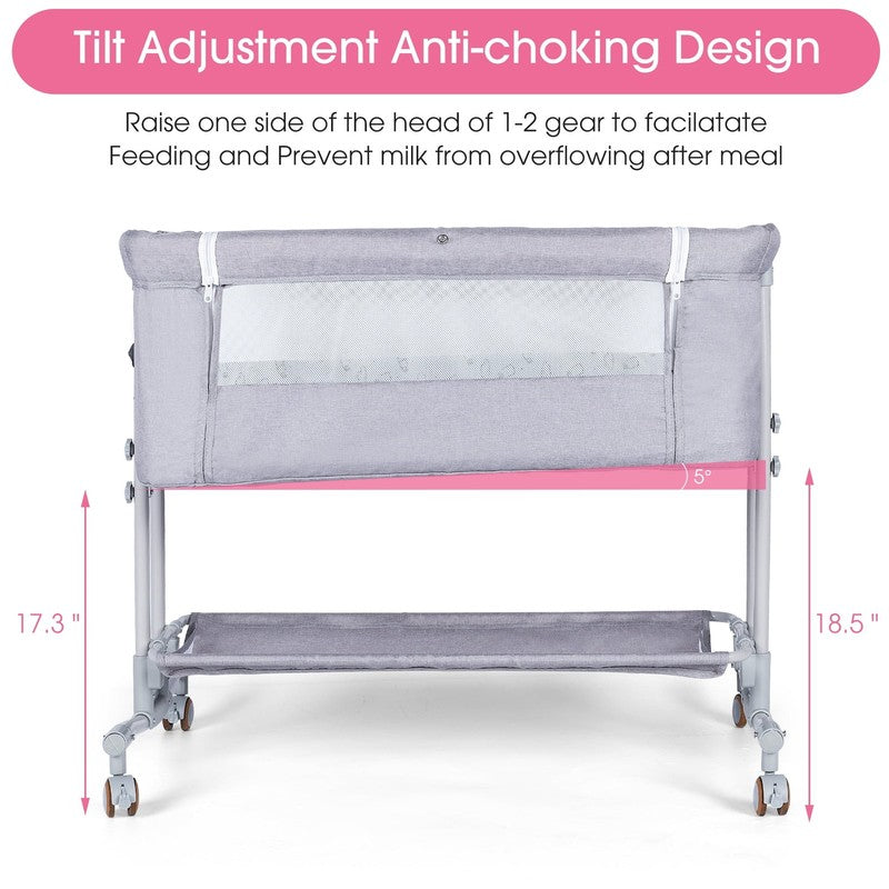 Baby Bassinet Bedside Sleeper Bassinet for 0 5 Months Baby Unisex (Light Grey)4